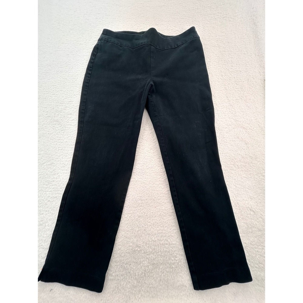 Chicos Fabulously Slimming Black Ankle Pants Size 1 Pull On Straight 
Leg 8 Med
